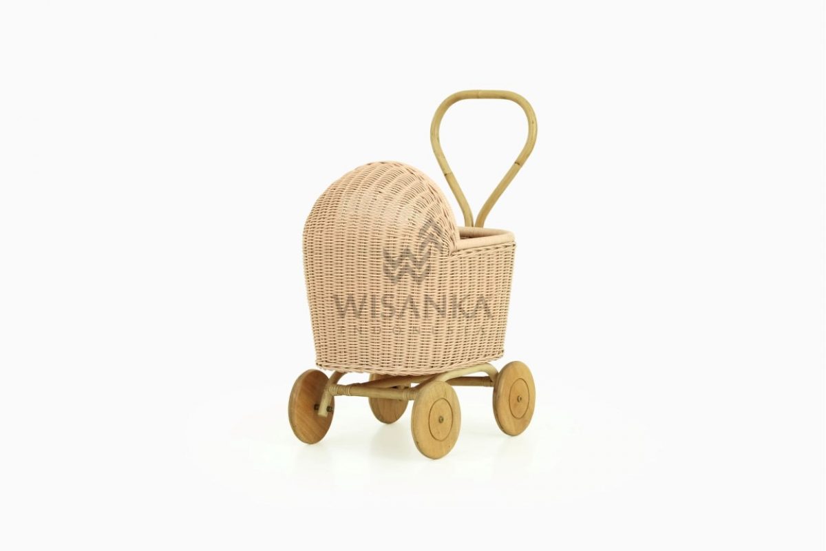 wicker baby doll pram