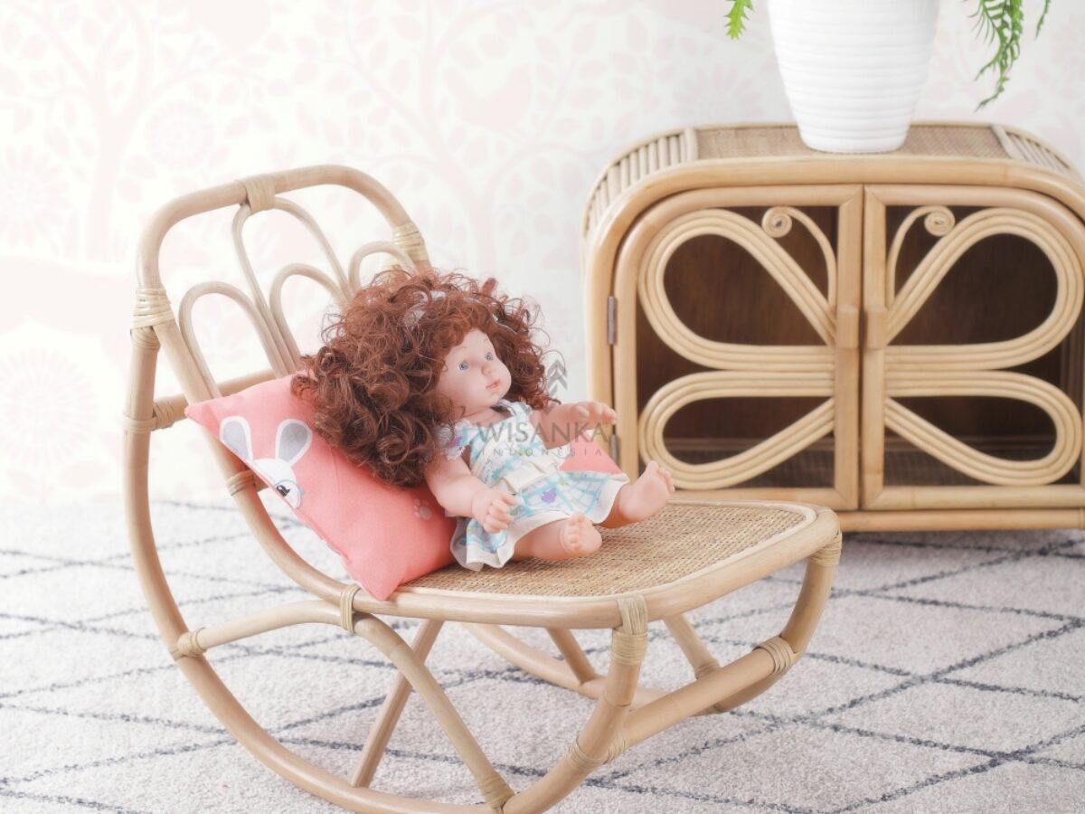 Charise 13” Porcelain MUSICAL Doll in rocking chair holding top baby